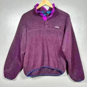 PATAGONIA Fleece Half Snap Pullover Sweatshirt Purple Women Small Mock Neck
